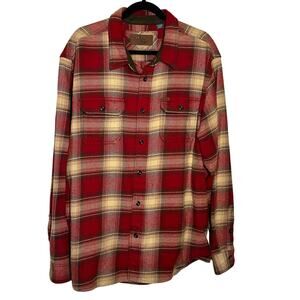 Orvis Red and Cream Plaid Casual Button Down Shirt